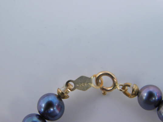 14K Yellow Gold Clasp Colorful Pearl Bracelet 6.1g image number 5