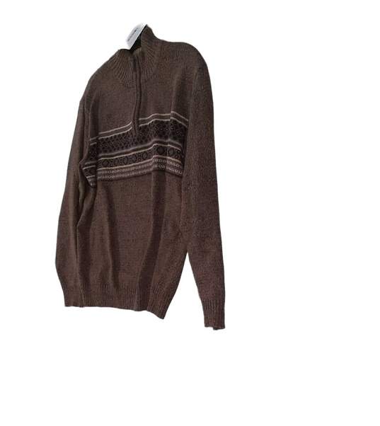 Mens Multicolor Long Sleeve Quarter Zip Pullover Sweater Size Large image number 3