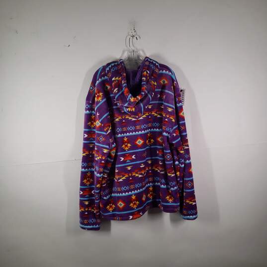 NWT Womens Aztec Print Long Sleeve Kangaroo Pockets Full-Zip Hoodie Size XL image number 2