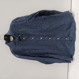 Men's Duluth Trading Co. Blue Plaid Long Sleeved Button Up Shirt Sz L