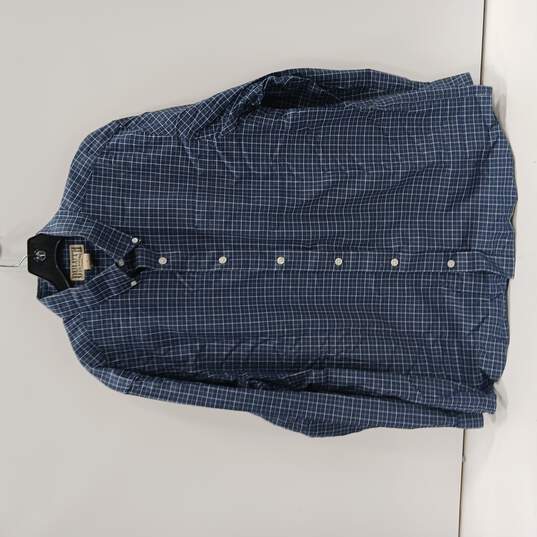 Men's Duluth Trading Co. Blue Plaid Long Sleeved Button Up Shirt Sz L image number 1
