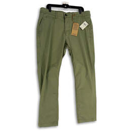 NWT Mens Green 410 Flat Front Straight Leg Athletic Chino Pants Size 36