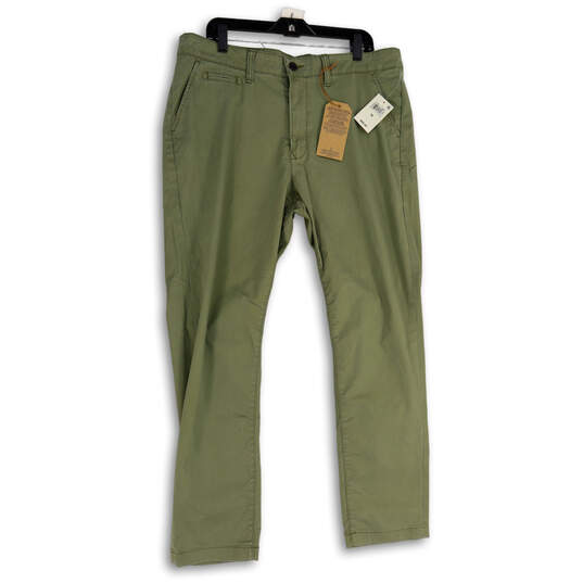 NWT Mens Green 410 Flat Front Straight Leg Athletic Chino Pants Size 36 image number 1