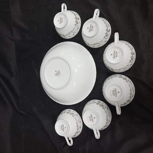 7 Piece White Style House Picardy China Set of Tea Cups and Bowl image number 4