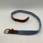 Mens Blue Adjustable Punch Hole Single Tongue Buckle Waist Belt Size 34 image number 2
