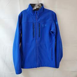 Men Size Small Blue Zipper Jacket with Gray Lining