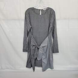 Pleione Gray Striped Front Tie Hankercheif Dress WM Size M alternative image