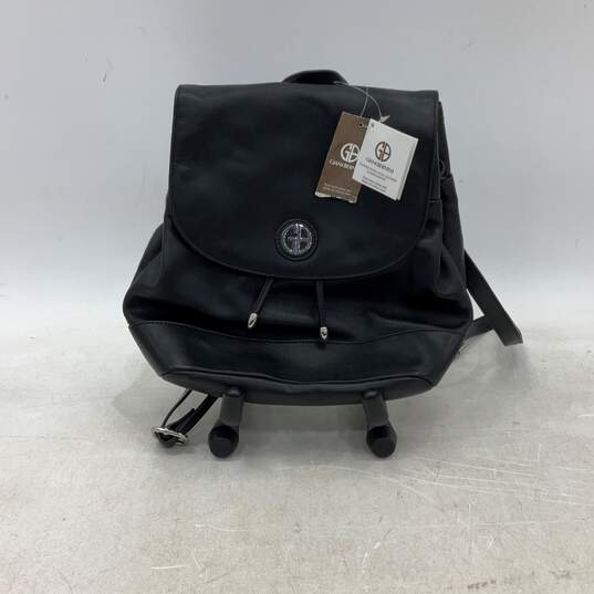 NWT Giani Bernini Womens Black Leather Inner Pockets Messenger Backpack image number 1