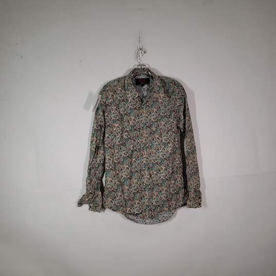 Mens Paisley Medium Fit Collared Long Sleeve Button-Up Shirt Size Medium image number 1