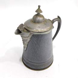 Graniteware Gray Pewter Trimmed Coffee Pot