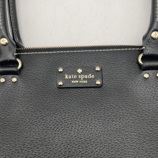 Womens Wellesley Rachelle Black Leather Double Handles Satchel Bag image number 4