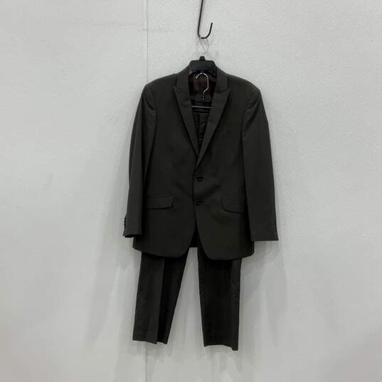 Mens Gray Two-Button Blazer And Pants 2 Piece Suit Set Size 40S 32W/30L image number 1
