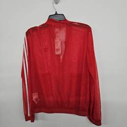 Sheer Red White Stripe Long Sleeve Zip Up Track Jacket alternative image