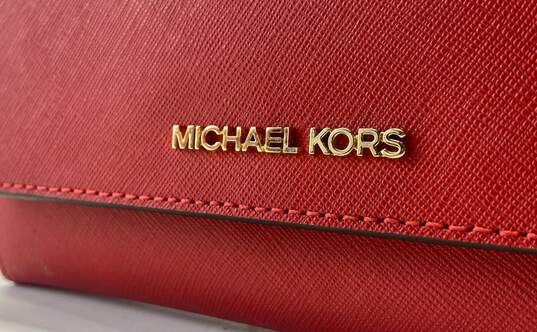 Michael Kors Saffiano Leather Trifold Wallet Red image number 2