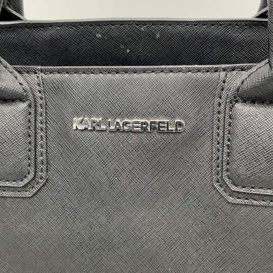 Karl Lagerfeld Womens Black Leather Inner Pocket Double Handle Tote Bag Purse image number 7