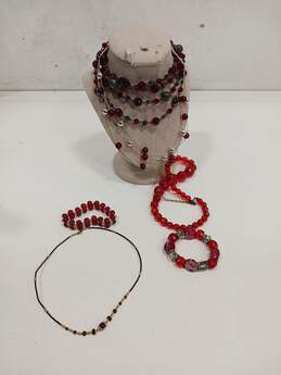 Bundle of Assorted Faux Red Tones Costume Jewelry
