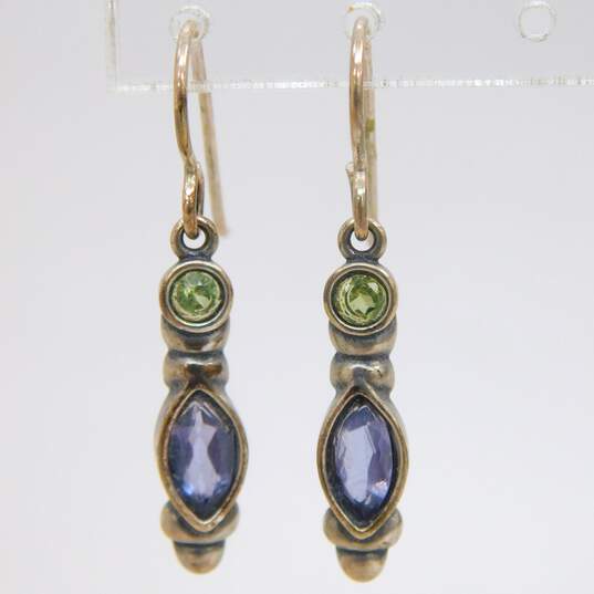 Artisan 925 Sterling Silver Amethyst Pearl & Peridot Multi Stone Earrings Necklaces & Ring 20.4g image number 2