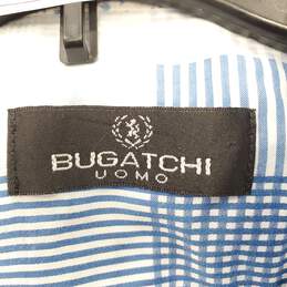 Bugatchi Men Blue Print Button Up Shirt XXLT