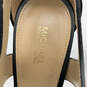 Womens Black Leather Open Toe Front Zip Block Platform Heels Size 7.5 image number 6