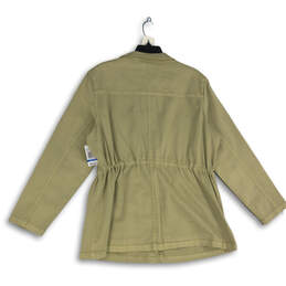 NWT Womens Beige Flap Pocket Long Sleeve Military Jacket Size XL alternative image