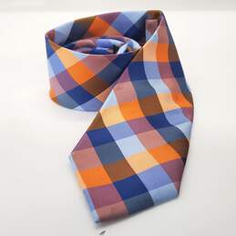 Tommy Hilfiger Orange & Blue Check Men's Silk Neck Tie