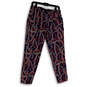 Womens Multicolor Printed Flat Front Pockets Straight Leg Ankle Pants Sz 0 image number 1