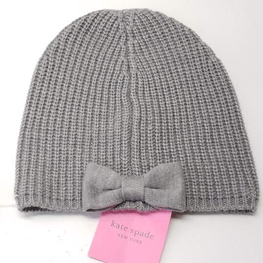 Kate Spade Grey Bow Beanie and Gloves Set image number 2