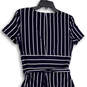 Womens Blue White Striped Short Sleeve Back Zip A-Line Dress Size 8 image number 4