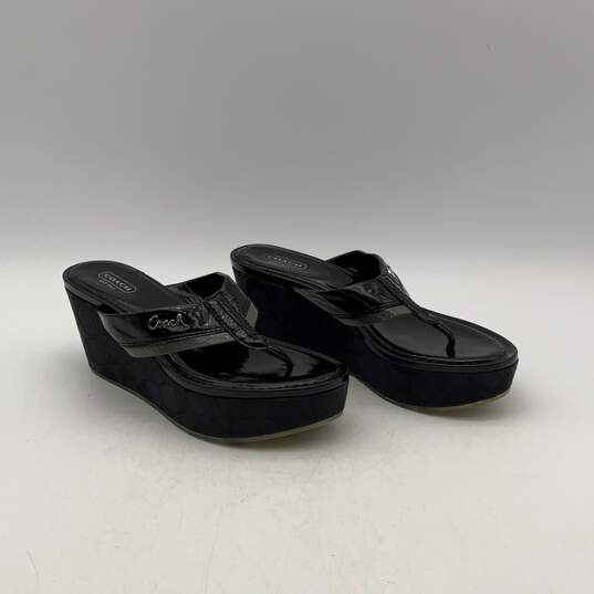 Coach Womens Jody A0326 Black Slip On Wedge Heel Platform Thong Sandals Size 8 B image number 2