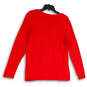 Womens Red Knitted Dotted Long Sleeve V-Neck Pullover Sweater Size Large image number 2