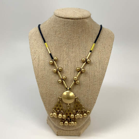 Designer J. Crew Gold-Tone Ring Clasp Fashionable Ball Beaded Necklace image number 1