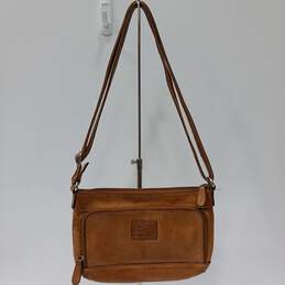 Womens Brown Leather Strap Outer Zipped Pocket Crossbody Crosstown ZB2837 Bag