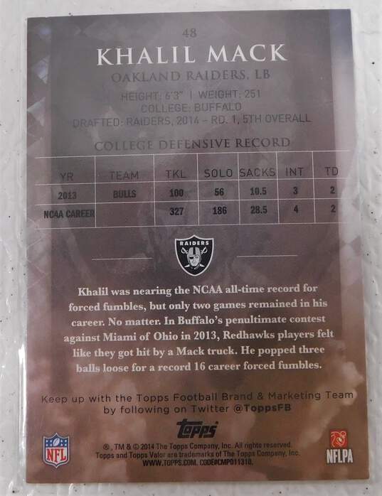 2014 Khalil Mack Topps Valor Rookie Raiders Bears Chargers image number 2