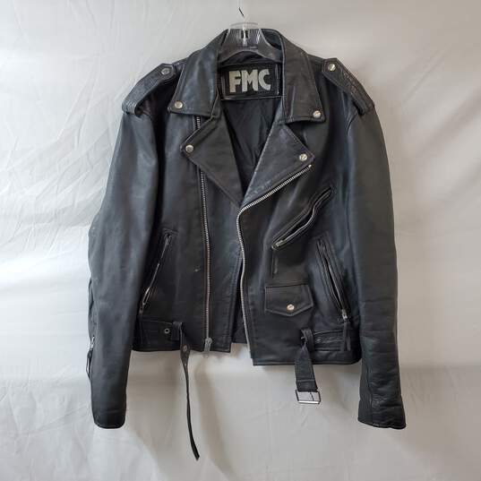 FMC Black Leather Motorcycle Jacket image number 2