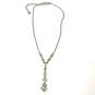 Designer Givenchy Silver-Tone Link Chain Crystal Stone Y-Drop Necklace image number 2