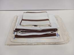 87"x102" White and Brown Bed Set