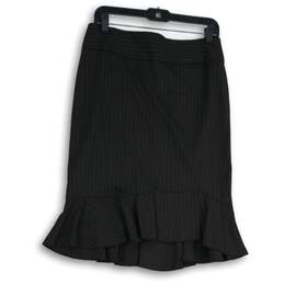 Express Design Studio Womens Black White Pinstripe Back-Zip Trumpet Skirt Size 6