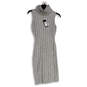 NWT Womens Gray Turtleneck Sleeveless Ribbed Sweater Dress Size Small image number 1