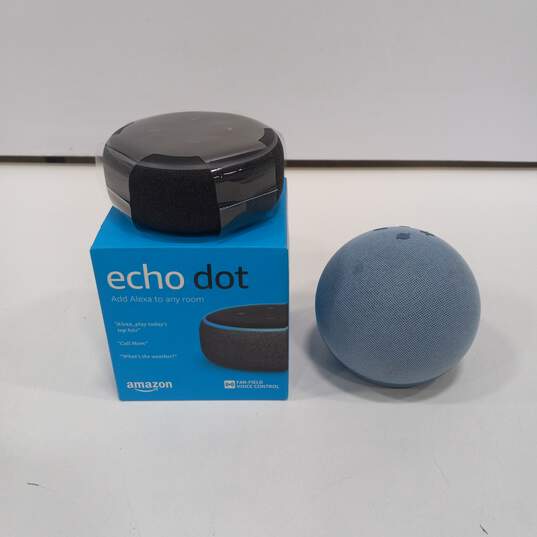 Pair Of Amazon Echo Dot Smart Speakers image number 1