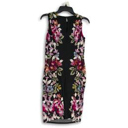 NWT Womens Multicolor Floral Round Neck Sleeveless Sheath Dress Size XS alternative image
