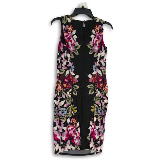 NWT Womens Multicolor Floral Round Neck Sleeveless Sheath Dress Size XS image number 2