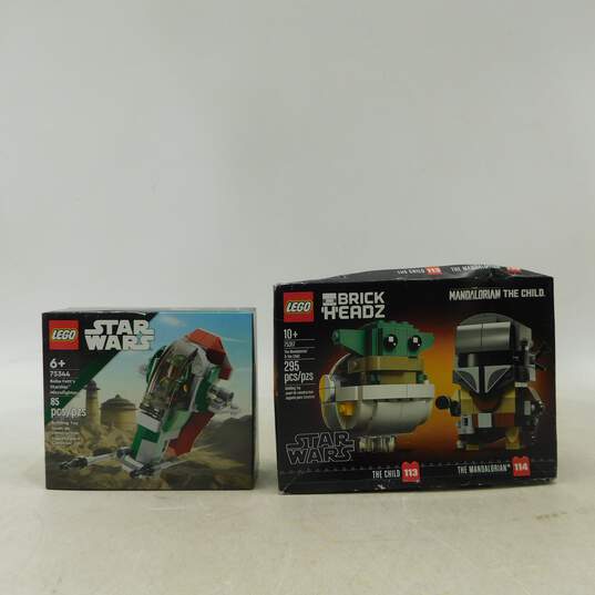 LEGO Star Wars Sealed 75344 Boba Fett's Starship Microfighter & 75317 BrickHeadz image number 1