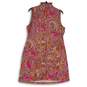Womens Pink Orange Paisley Henley Neck Sleeveless Shift Dress Size 14 image number 2