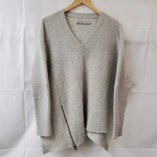 AllSaints Able Zip Jumper Sweater Asymmetric Hem Women's SM image number 1