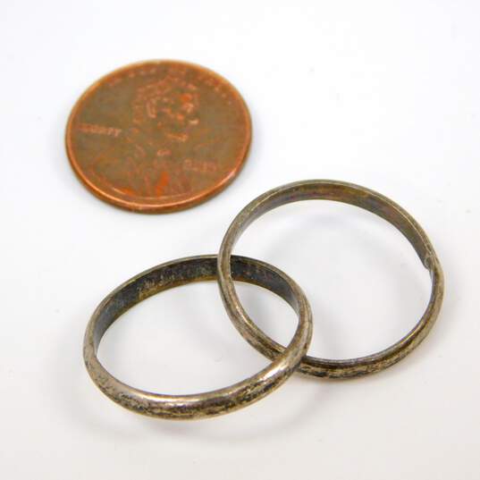Taxco Mexico 925 Modernist Hammered Circle Post Earrings & Interlocking Bands Ring 12.3g image number 8