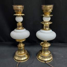 Pair Vintage Milk Glass Lamps alternative image