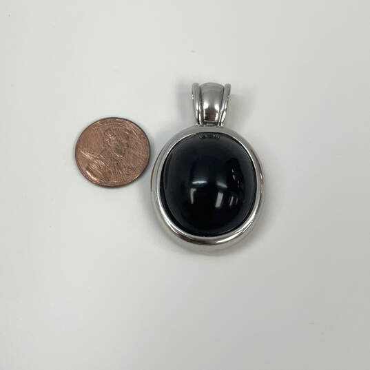 Designer Joan Rivers Silver-Tone Black Onyx Gemstone Chain Pendant image number 3
