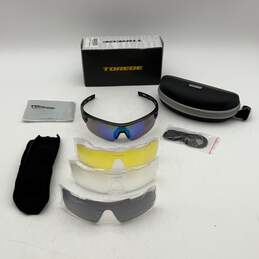 NIB Torege Mens Black Polarized Sports Shield Sunglasses/Multiple Lenses in Box alternative image