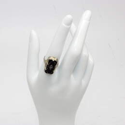 Vintage 14K White Gold Art Deco Filigree Diamond Accent Onyx Ring Size 6.5 - 3.4g