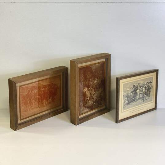 Lot of 3 Old Western Images on Glass and Print Print by Remington 1976 Framed image number 2